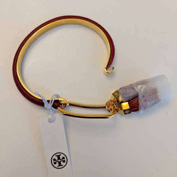 *NWT* Tory Burch tassel/leather/16k gold bracelet - Picture 5 of 8
